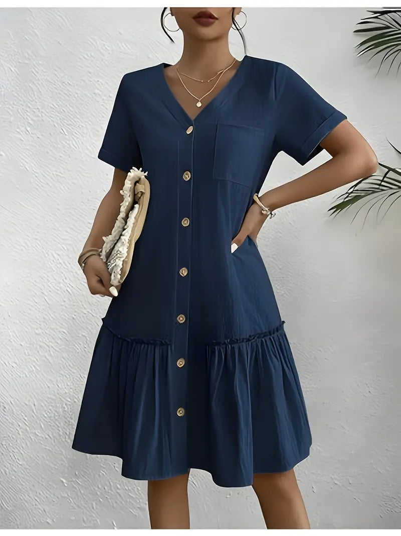 Isla | Flounce Hem Button-Front Dress