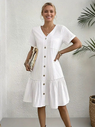 Isla | Flounce Hem Button-Front Dress