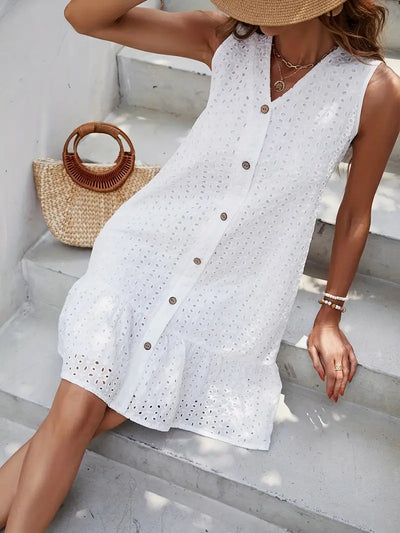Lilianne | Eyelet Button-Down Summer Dress