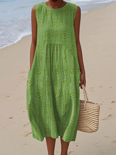 Aikaterini – Elegant sleeveless cotton dress with pockets